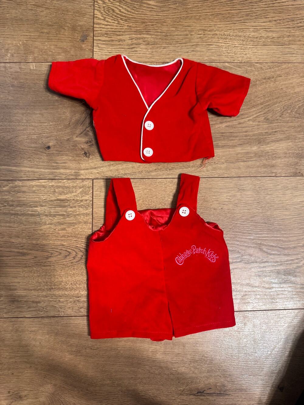 Vintage 1980s Cabbage Patch red velvet romper & cardigan
